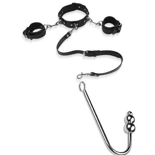 Cuffs with Beaded Collar Elegant Anal and Hook 5334 0619
